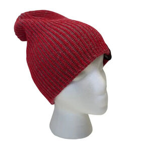 Slouchy Beanie Knit Heathered Red and Gray  Brrr Hoppy Red